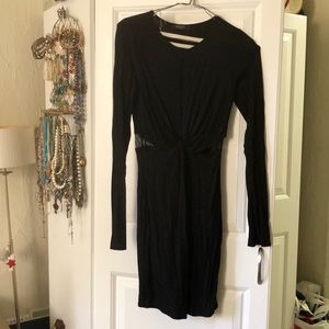 Black dress with mesh cutouts